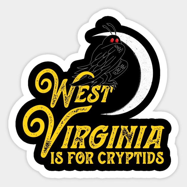 West Virginia Is For Cryptids Mothman Design Sticker by Strangeology
